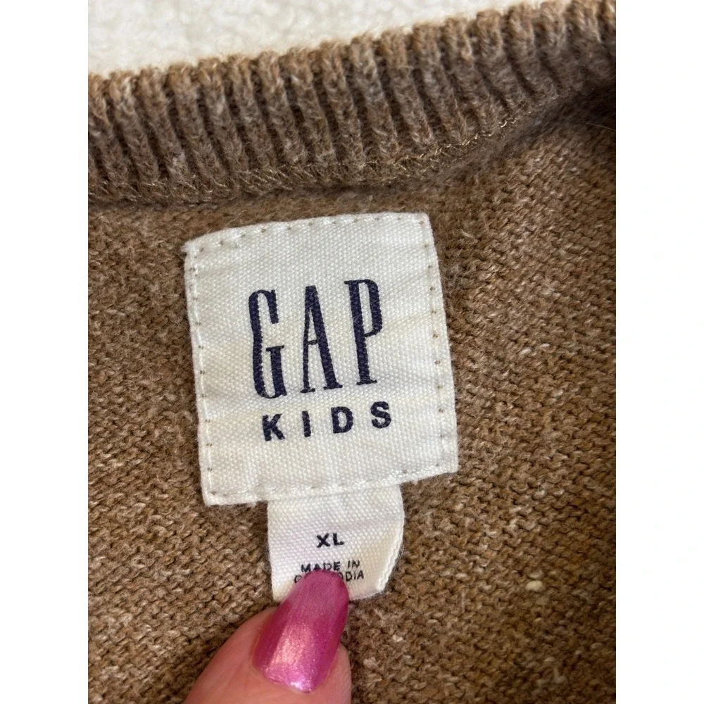 Gap Sweater Unisex Kids XL Brown Tight Knit Crew Neck Cozy Warm Outdoor‎ Winter